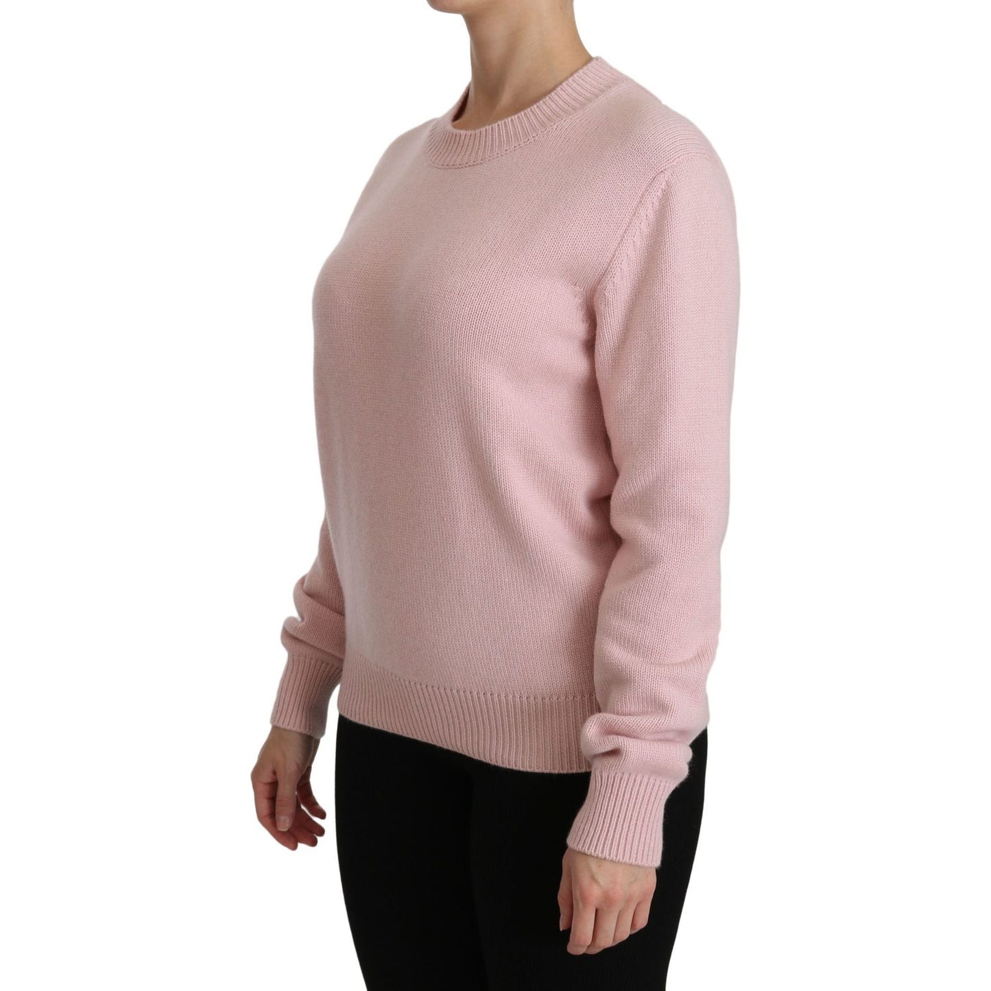 Cashmere-Blend Pink Crew Neck Sweater