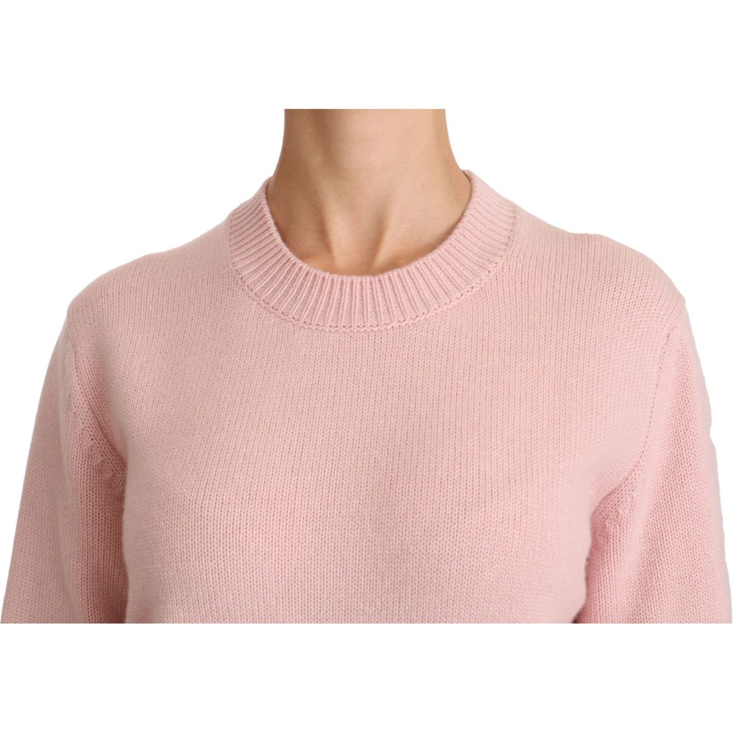 Cashmere-Blend Pink Crew Neck Sweater