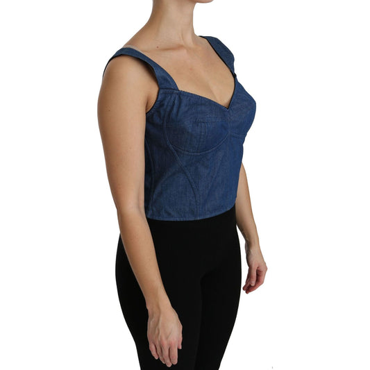 Elegant Sleeveless Bustier Top in Blue