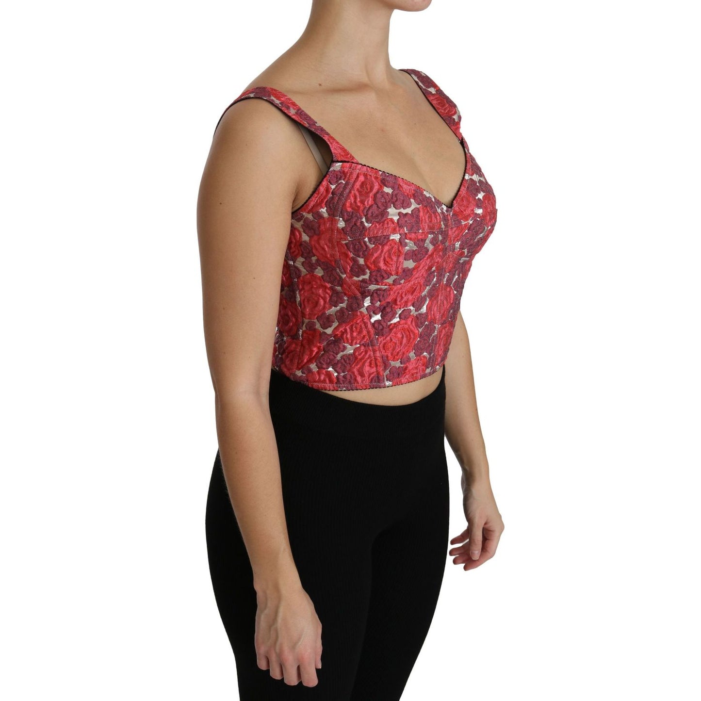 Elegant Floral Brocade Cropped Top