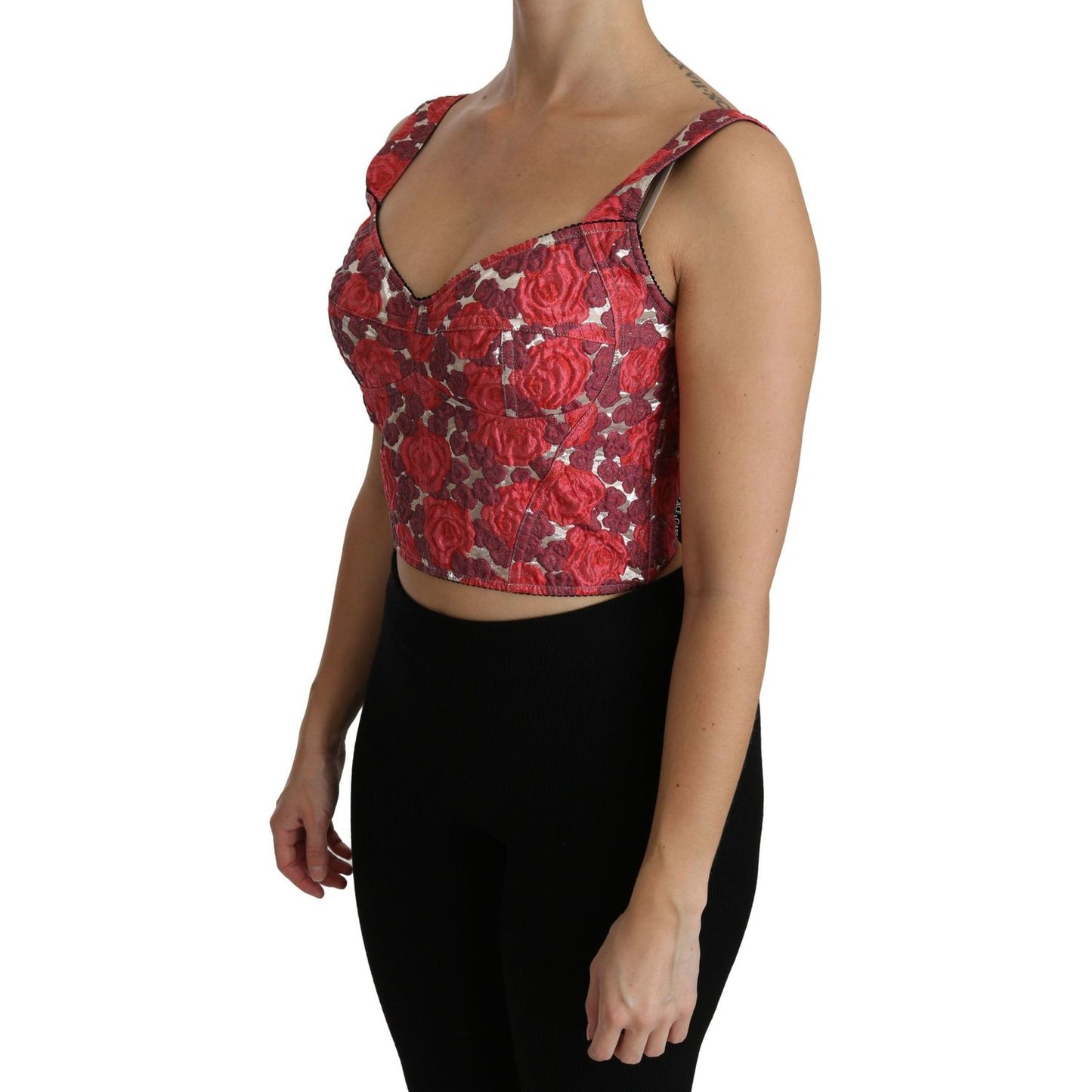 Elegant Floral Brocade Cropped Top