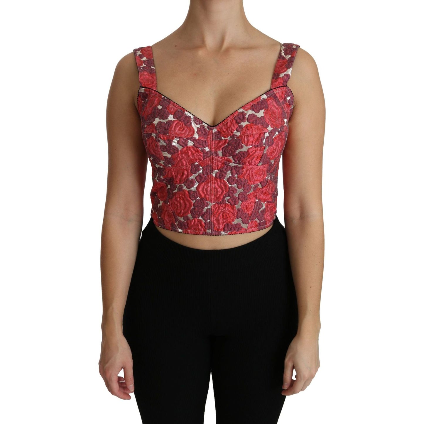 Elegant Floral Brocade Cropped Top