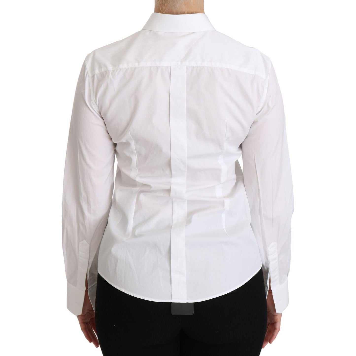 Elegant White Collared Long Sleeve Polo Top