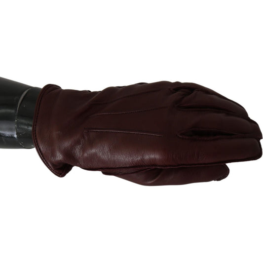 Elegant Maroon Wrist-Length Lambskin Gloves