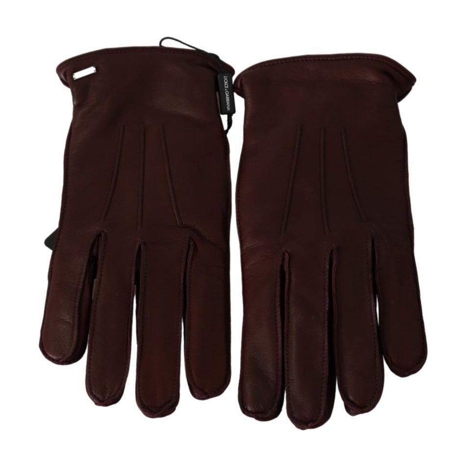 Elegant Maroon Wrist-Length Lambskin Gloves