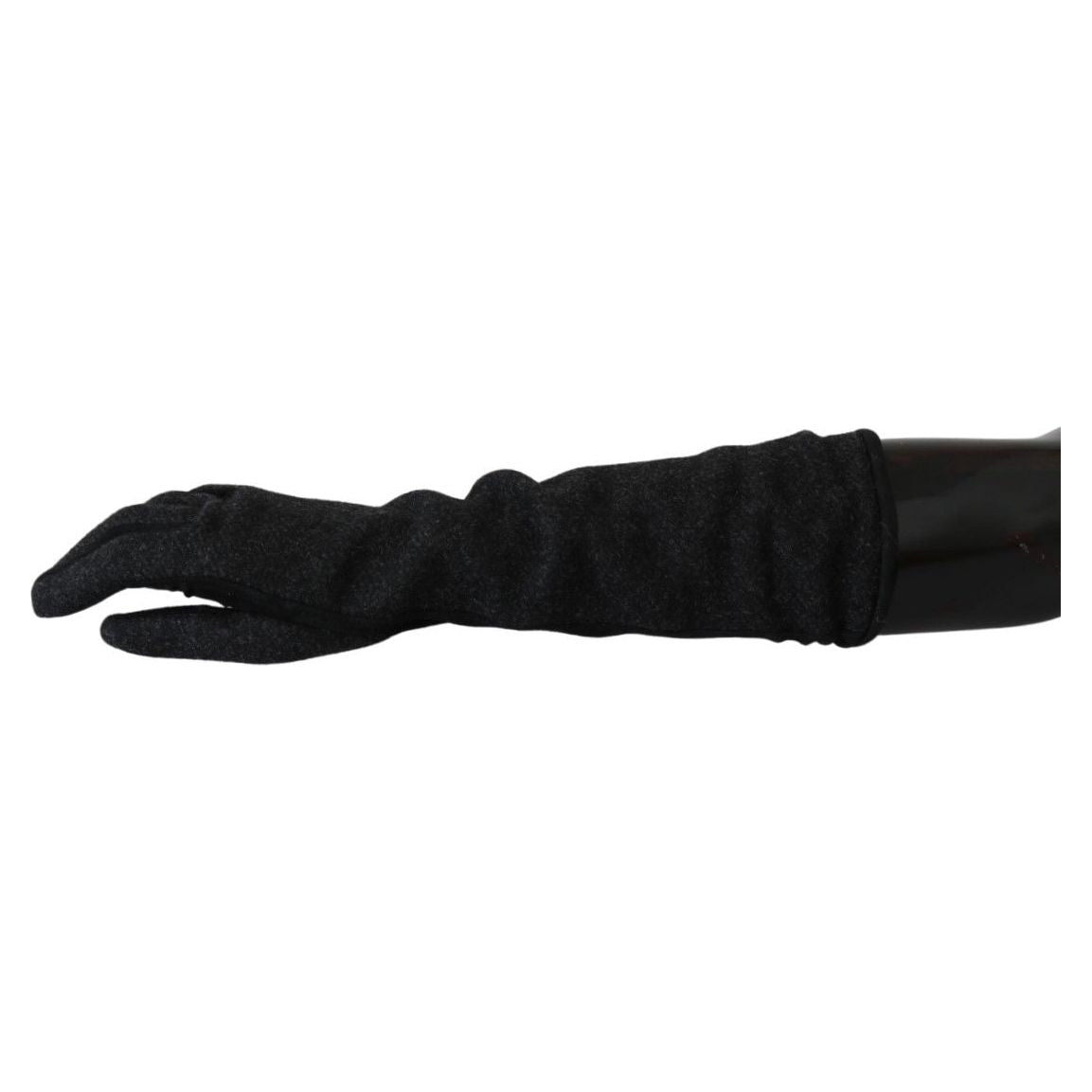 Elegant Mid-Length Wool Gloves in Black