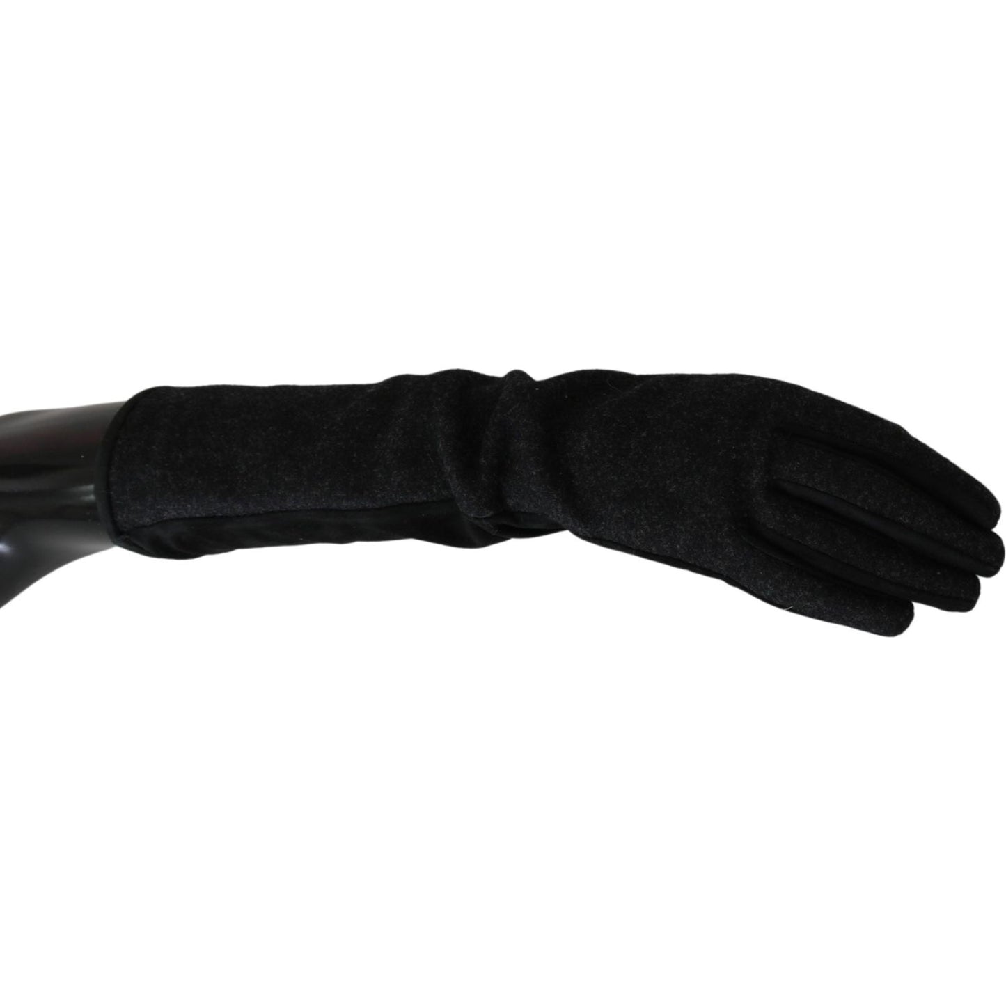 Elegant Mid-Length Wool Gloves in Black