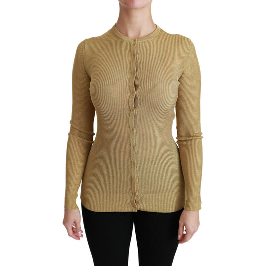 Elegant Long Sleeve Gold Cardigan