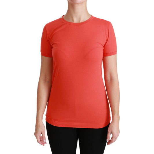 Elegant Red Crewneck Short Sleeve Tee