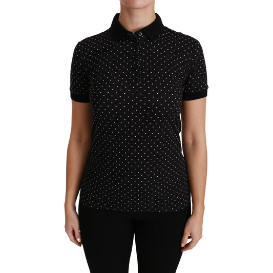 Elegant Black Dotted Polo Shirt