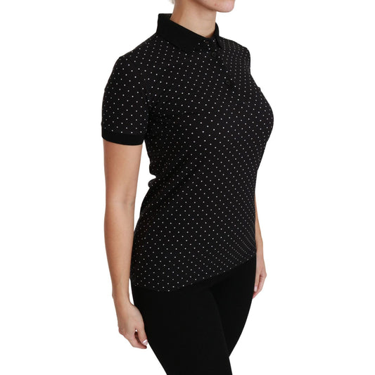 Elegant Black Dotted Polo Shirt