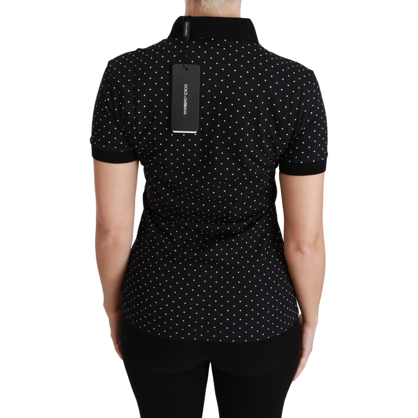 Elegant Black Dotted Polo Shirt