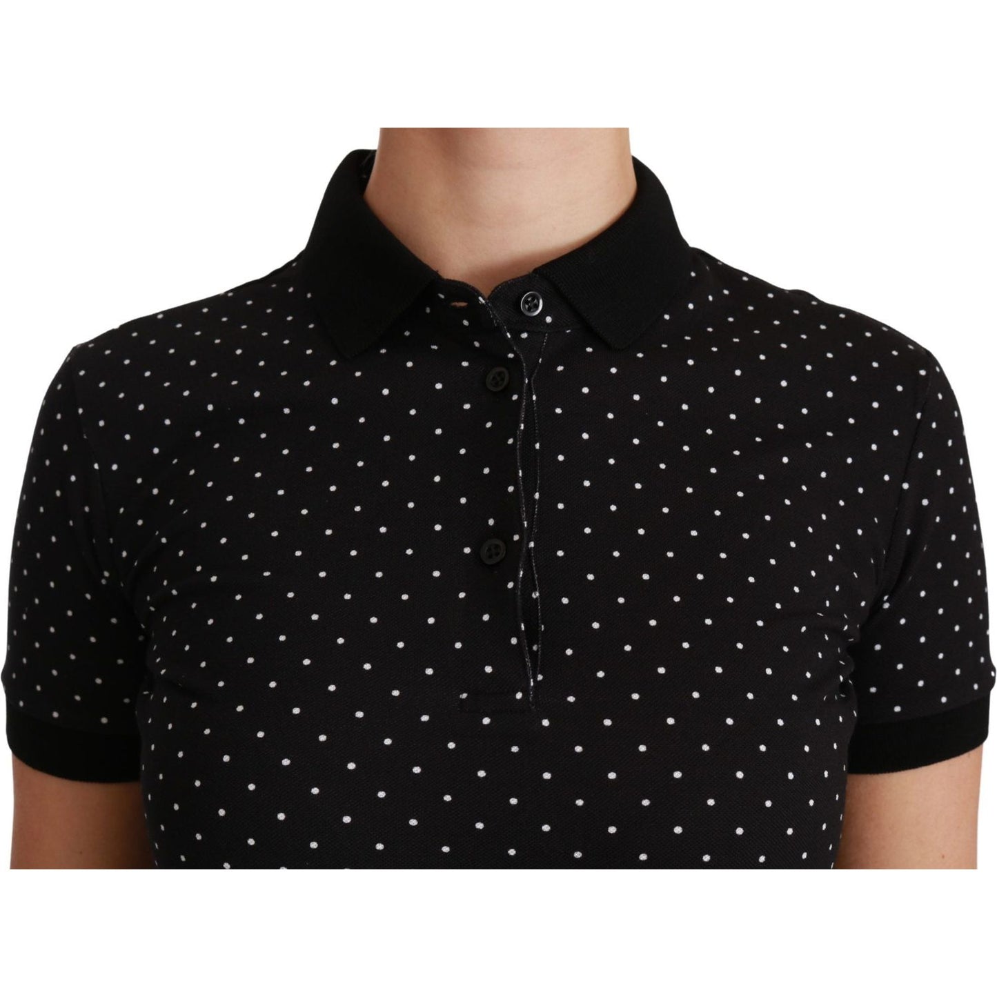 Elegant Black Dotted Polo Shirt