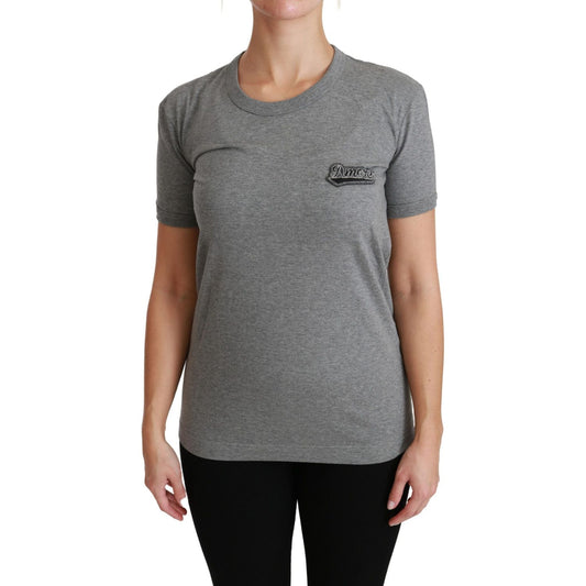 Chic Gray Amore Patch Crewneck Tee