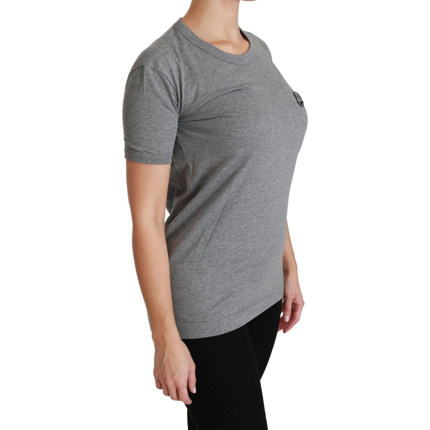 Chic Gray Amore Patch Crewneck Tee