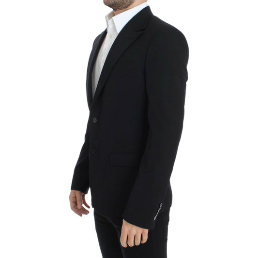 Dolce & Gabbana | Elegant Slim Fit Black Wool Blazer| McRichard Designer Brands   