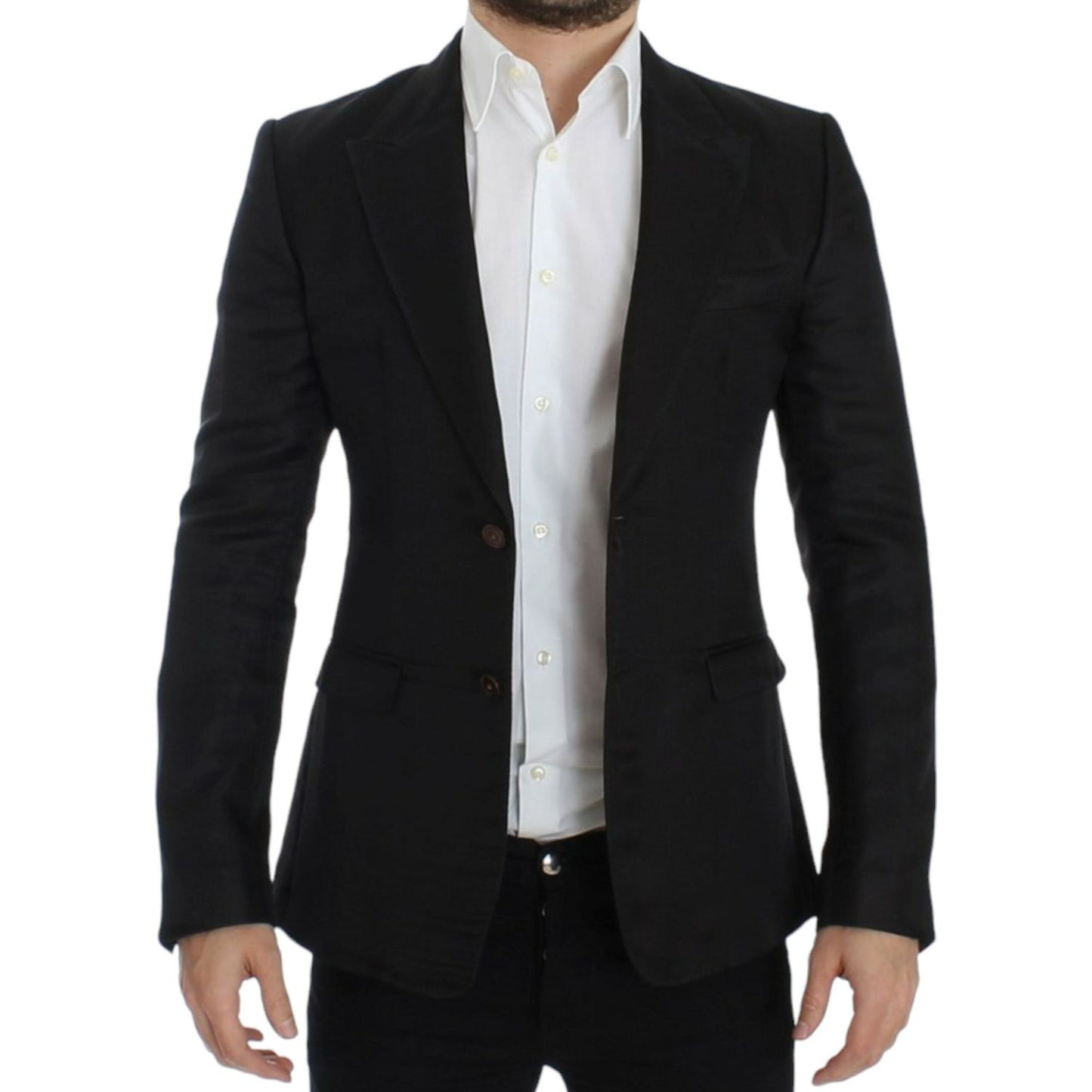 Dolce & Gabbana Elegant Black Silk Blend Two-Button Blazer black-silk-slim-fit-blazer
