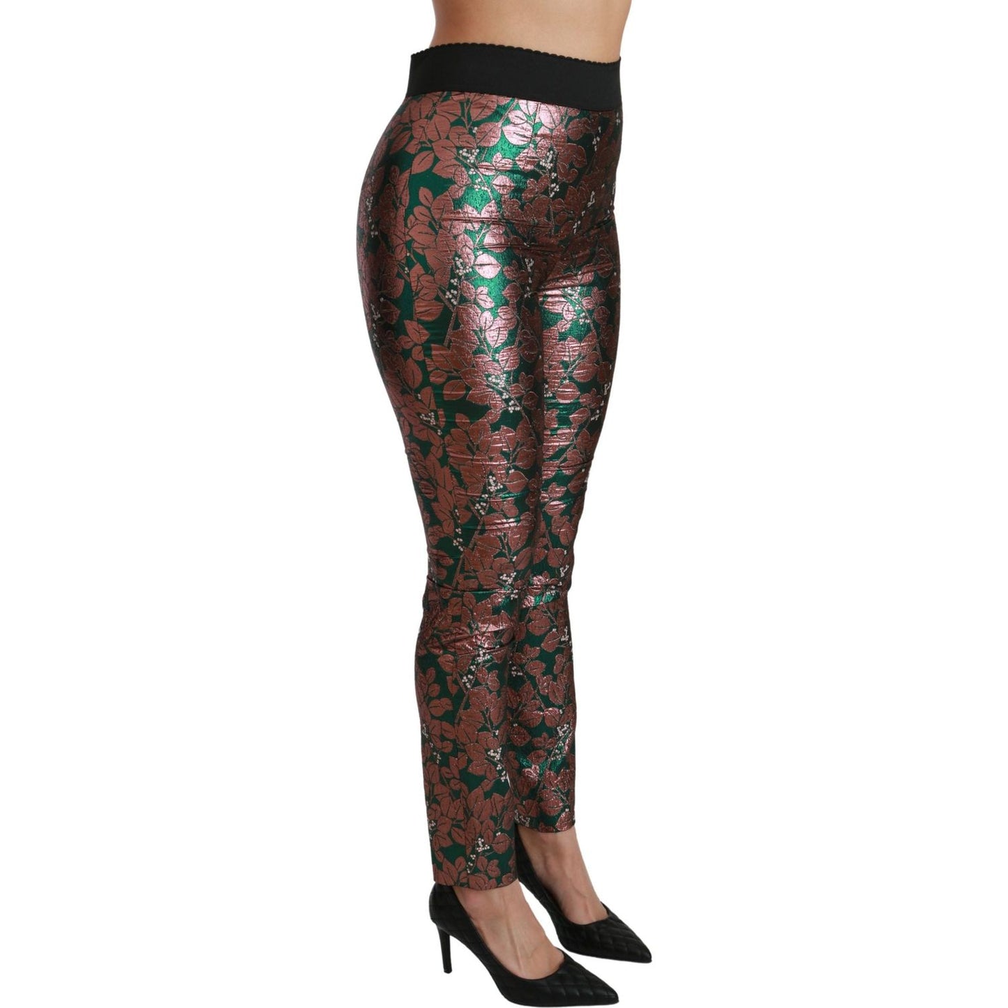 Elegant Bronze Leaf Metallic Trousers