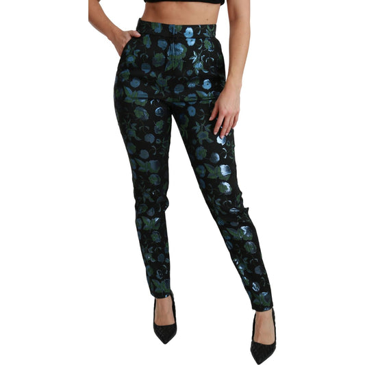 Floral High Waist Skinny Trousers