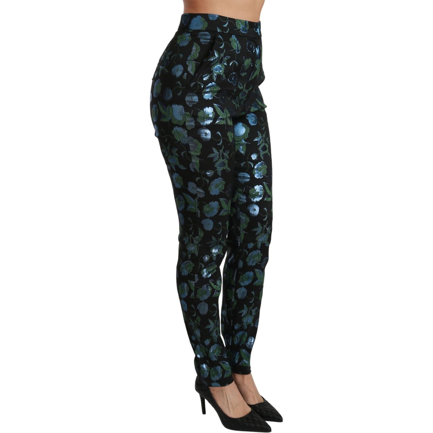 Floral High Waist Skinny Trousers