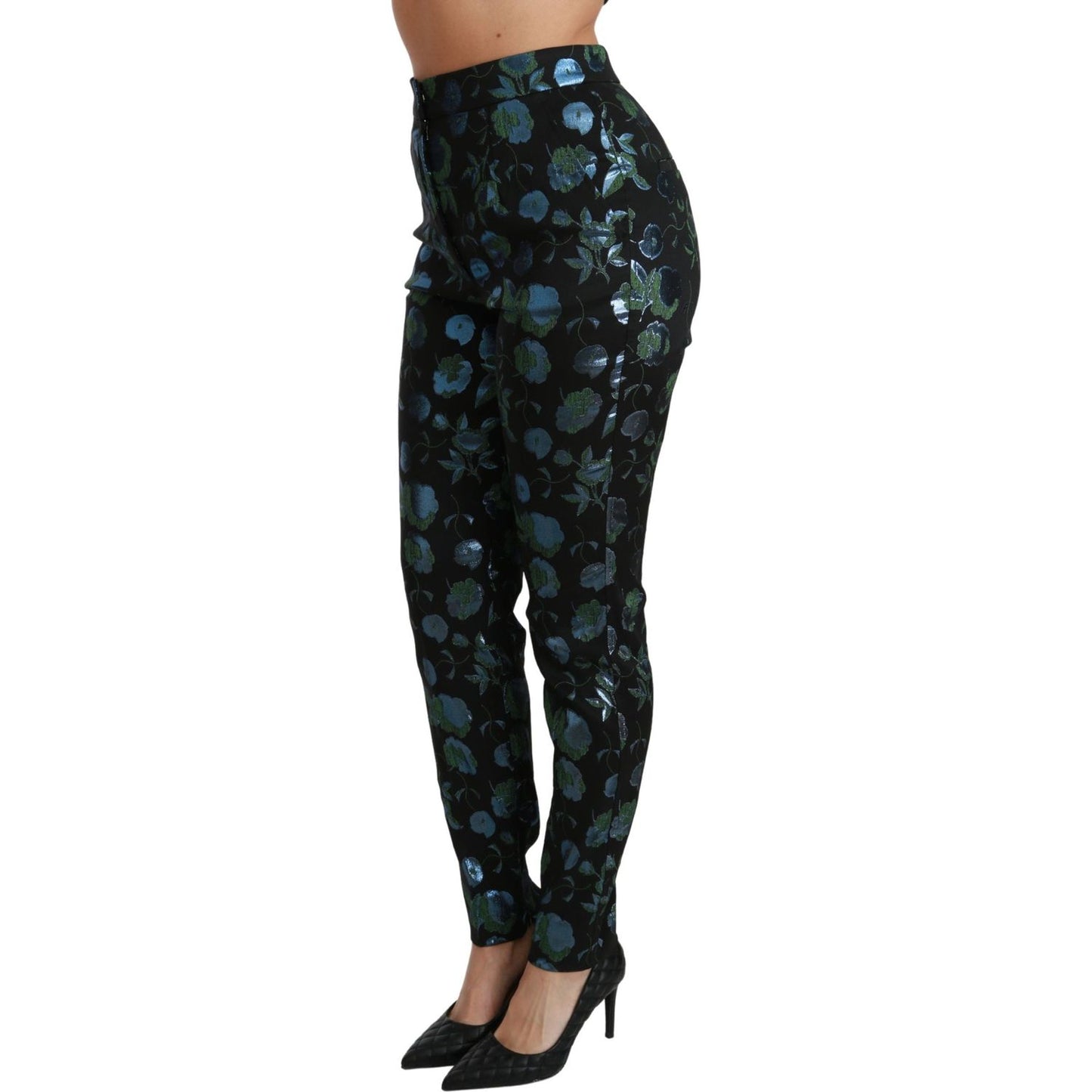 Floral High Waist Skinny Trousers