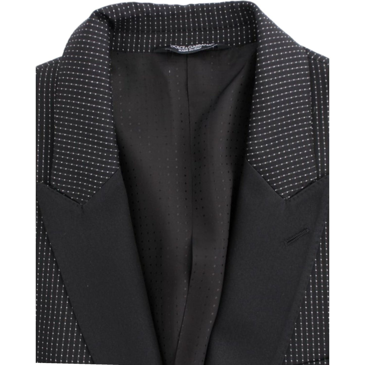 Dolce & Gabbana Elegant Black Polka Dotted Slim Fit Blazer black-wool-slim-martini-blazer-1