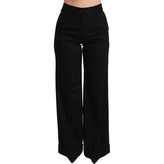 Elegant High Waist Flared Cashmere Pants