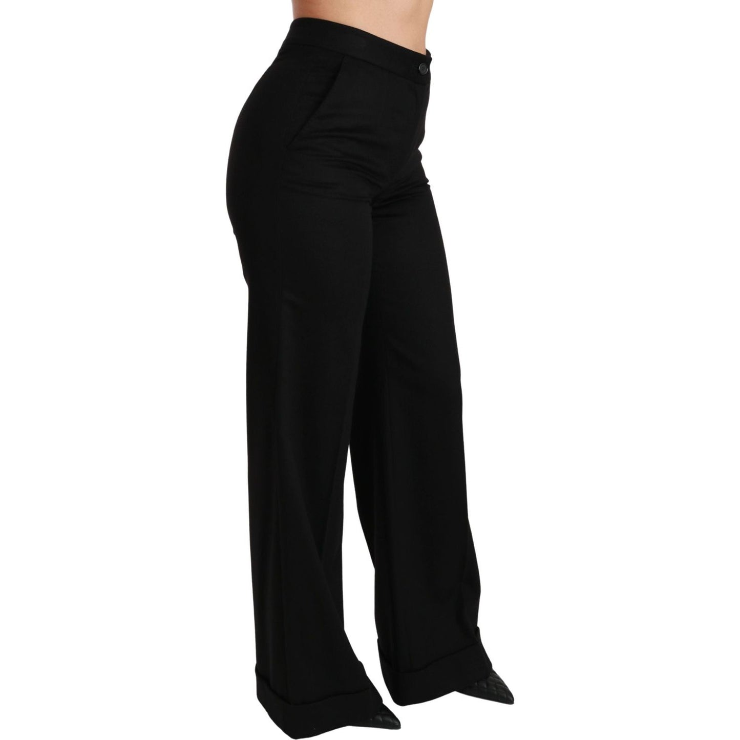 Elegant High Waist Flared Cashmere Pants