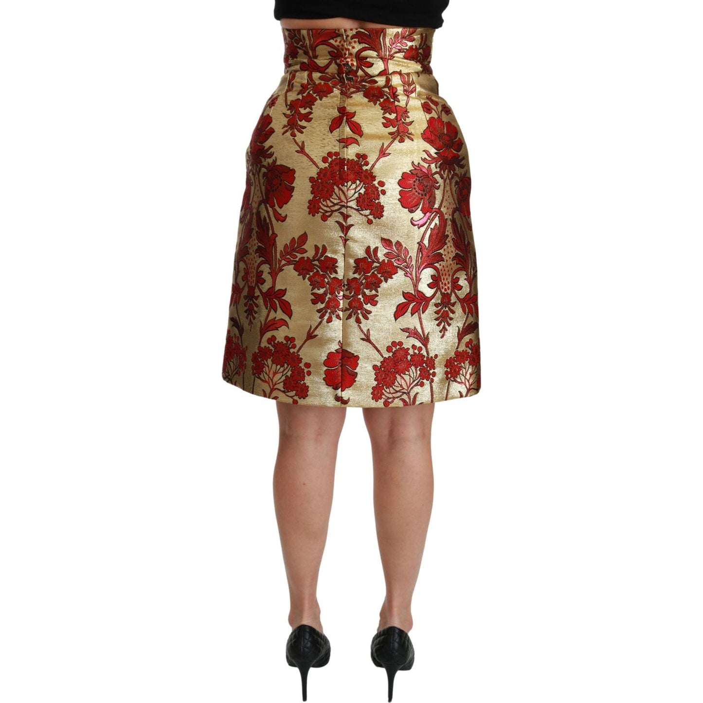 Opulent Gold Floral Jacquard Skirt