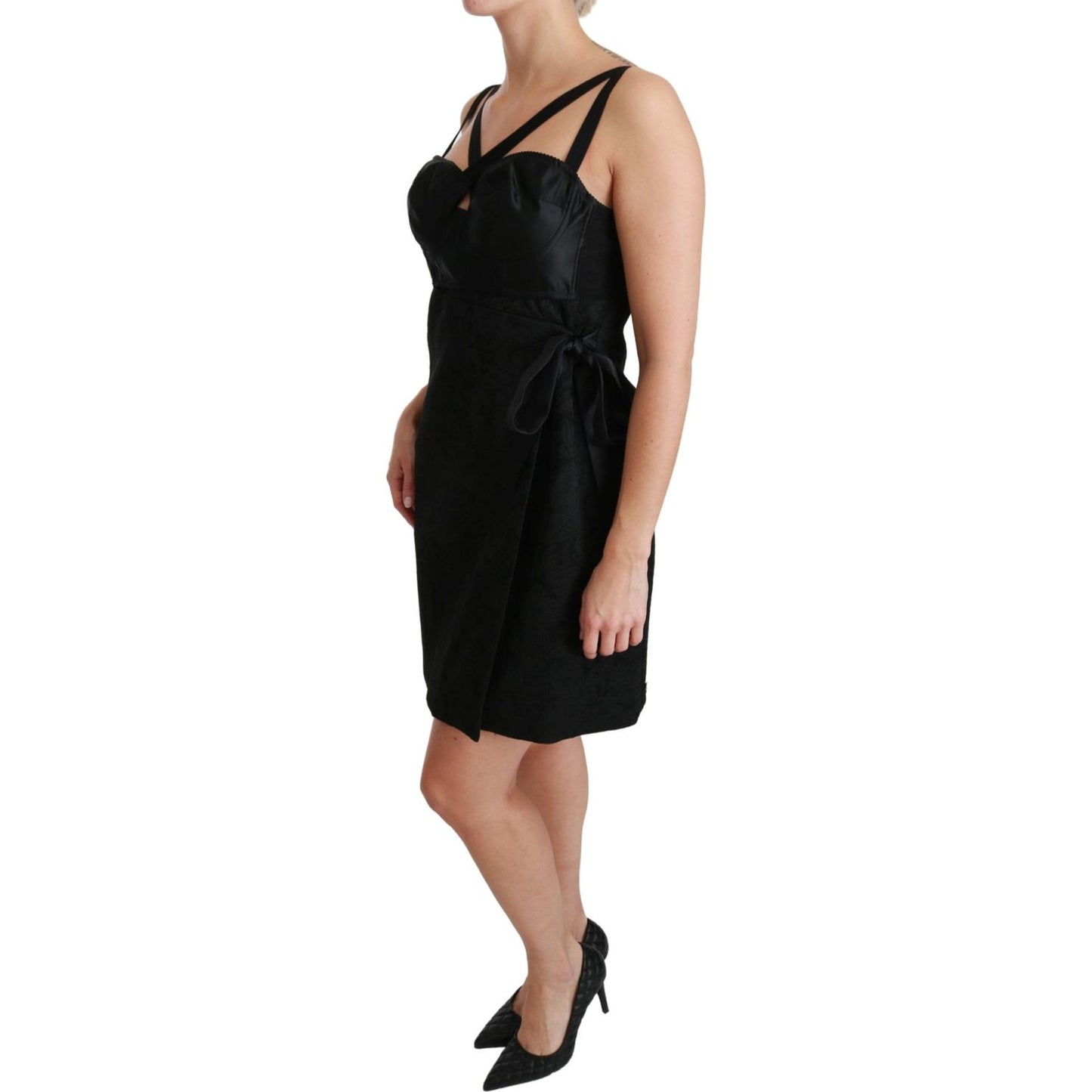 Elegant Black Jacquard Sheath Dress