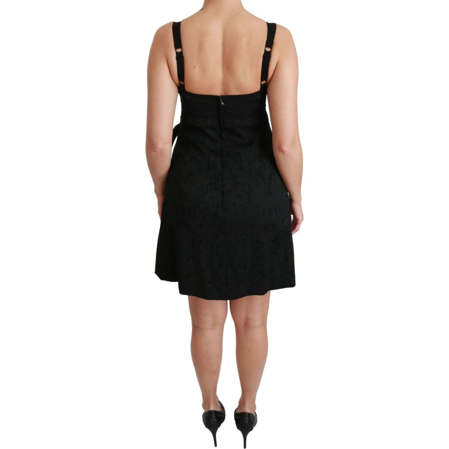 Elegant Black Jacquard Sheath Dress