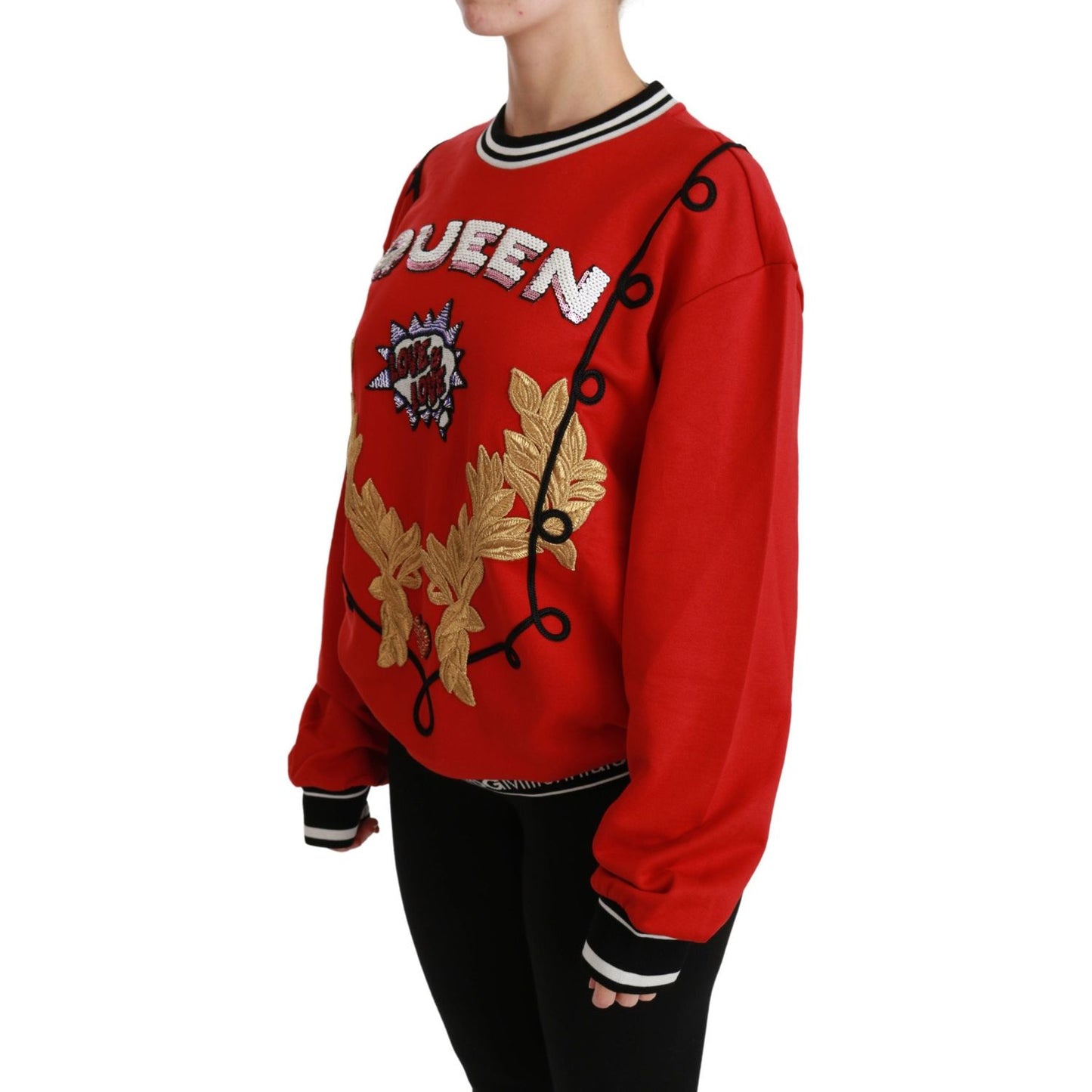 Radiant Red Sequined Crew Neck Sweater