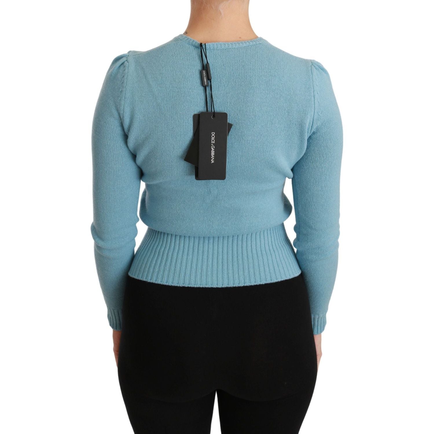 Dolce & Gabbana Blue Wool Queen Heart Pullover Sweater