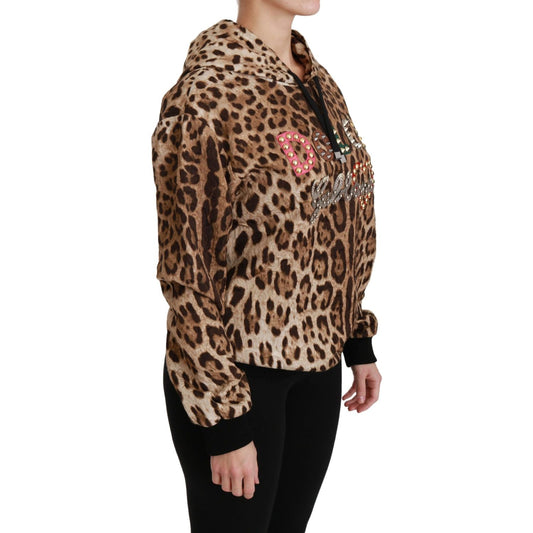 Elegant Leopard Print Hooded Sweater