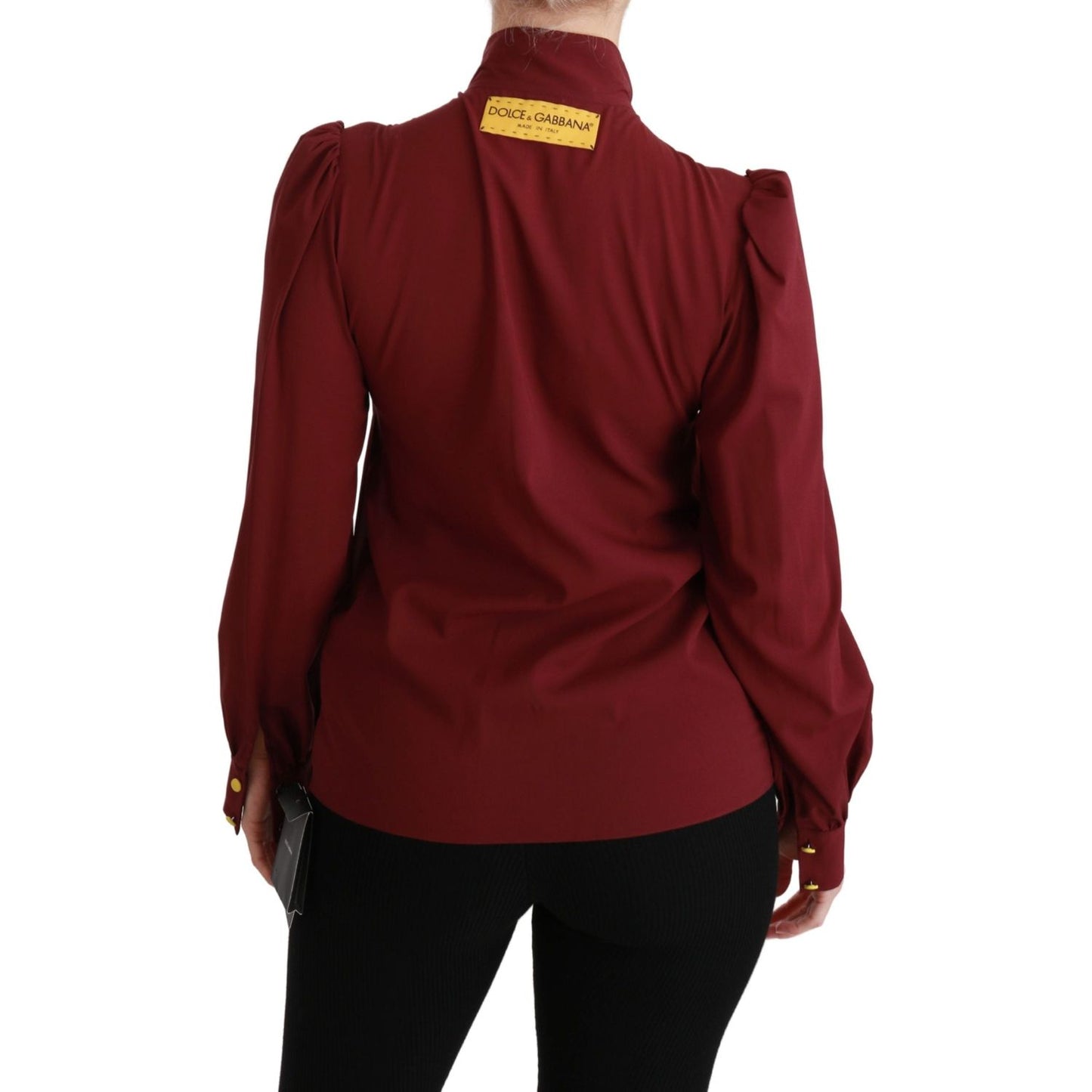 Elegant Maroon Silk Blend Polo Blouse