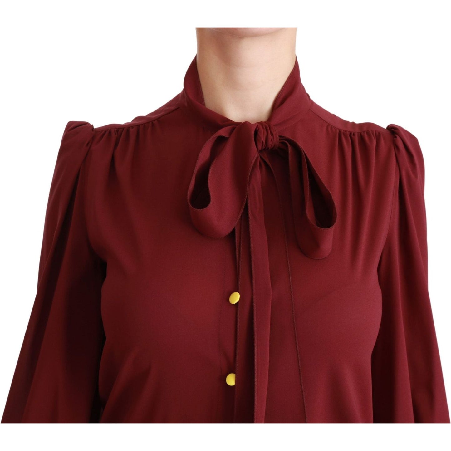 Elegant Maroon Silk Blend Polo Blouse