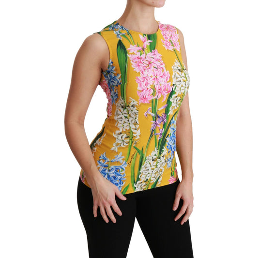 Sunshine Floral Crewneck Sleeveless Blouse