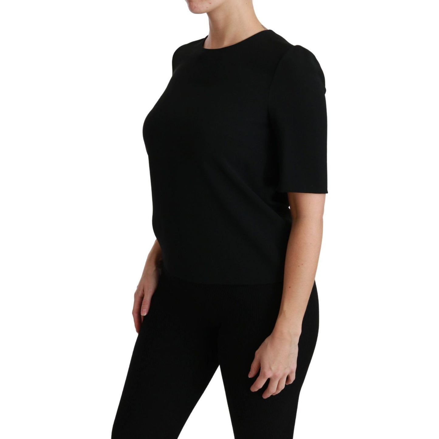 Elegant Black Stretch Blouse Top