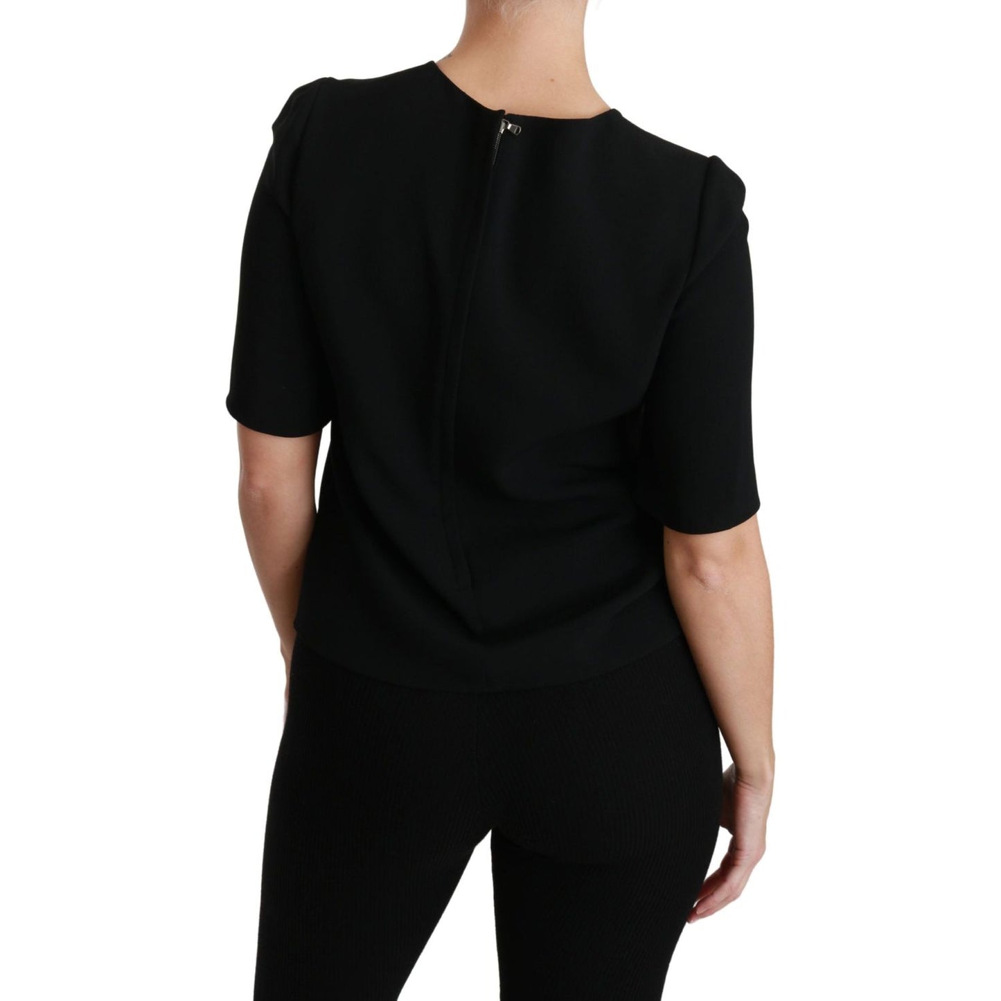 Elegant Black Stretch Blouse Top