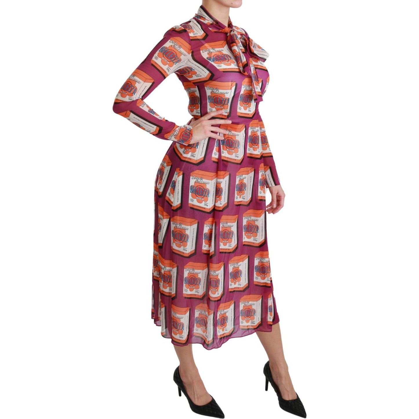 Elegant Bellezza Print Silk Maxi Dress