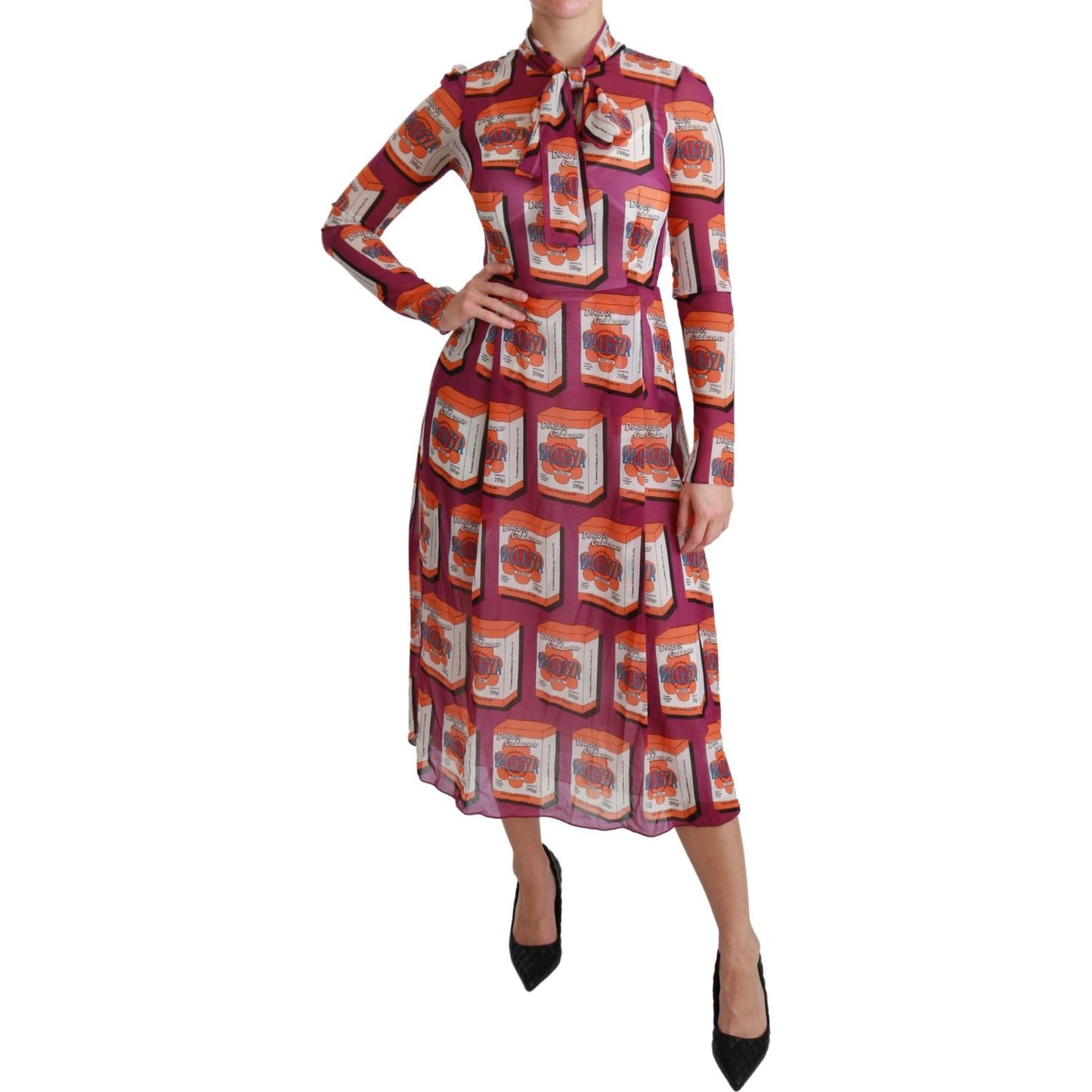 Elegant Bellezza Print Silk Maxi Dress