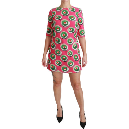 Dolce & Gabbana Pink Silk Cup Cake Shift Stretch Dress Dolce & Gabbana