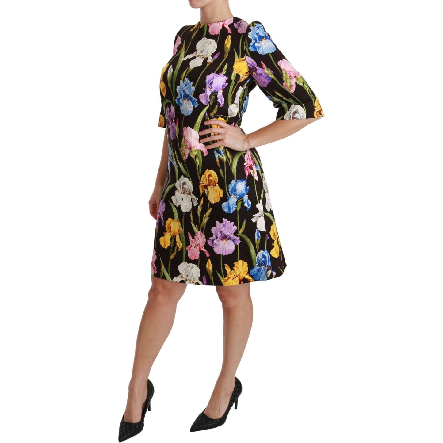 Floral Brocade Shift Mini Dress