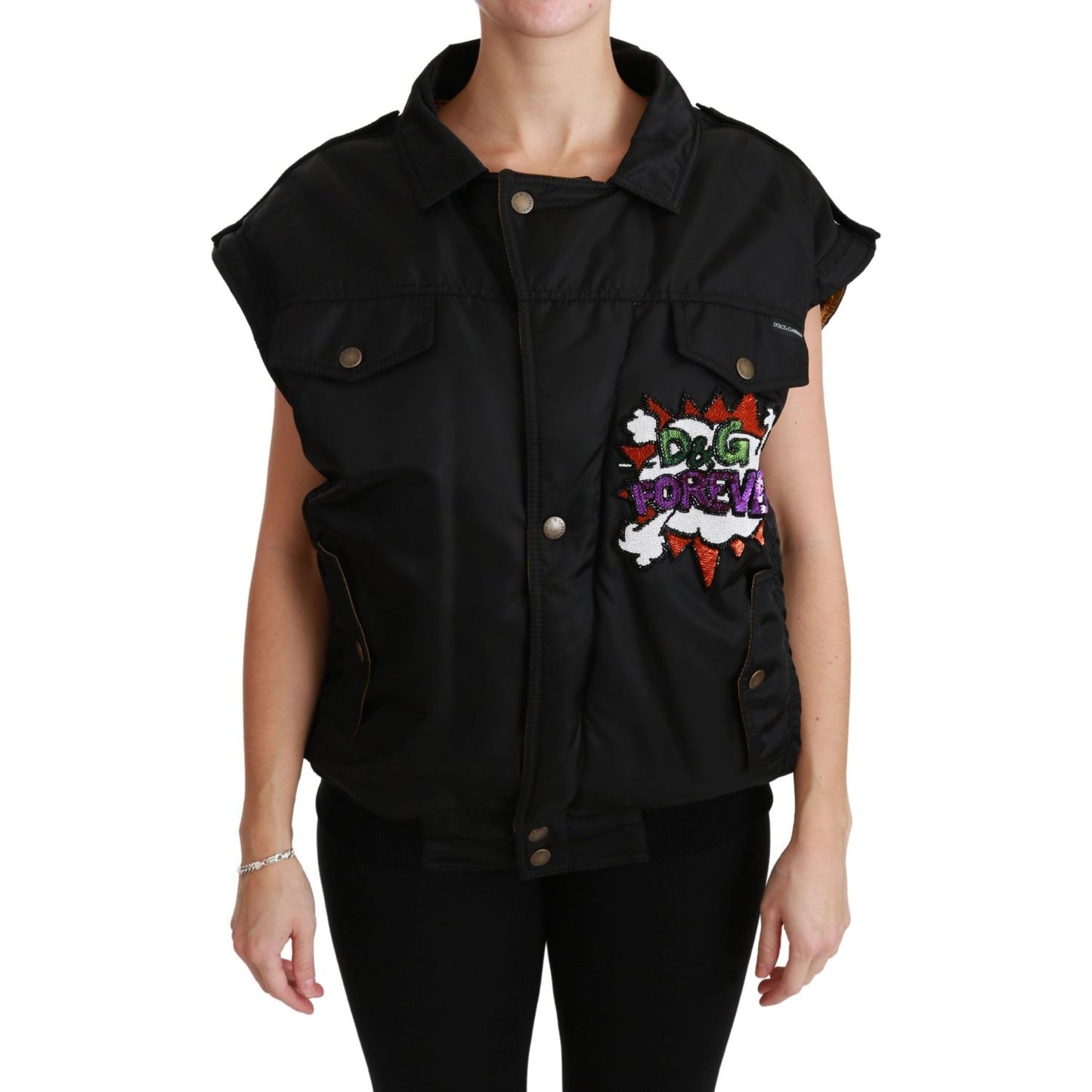 Elegant Black Bomber Jacket with Detachable Features