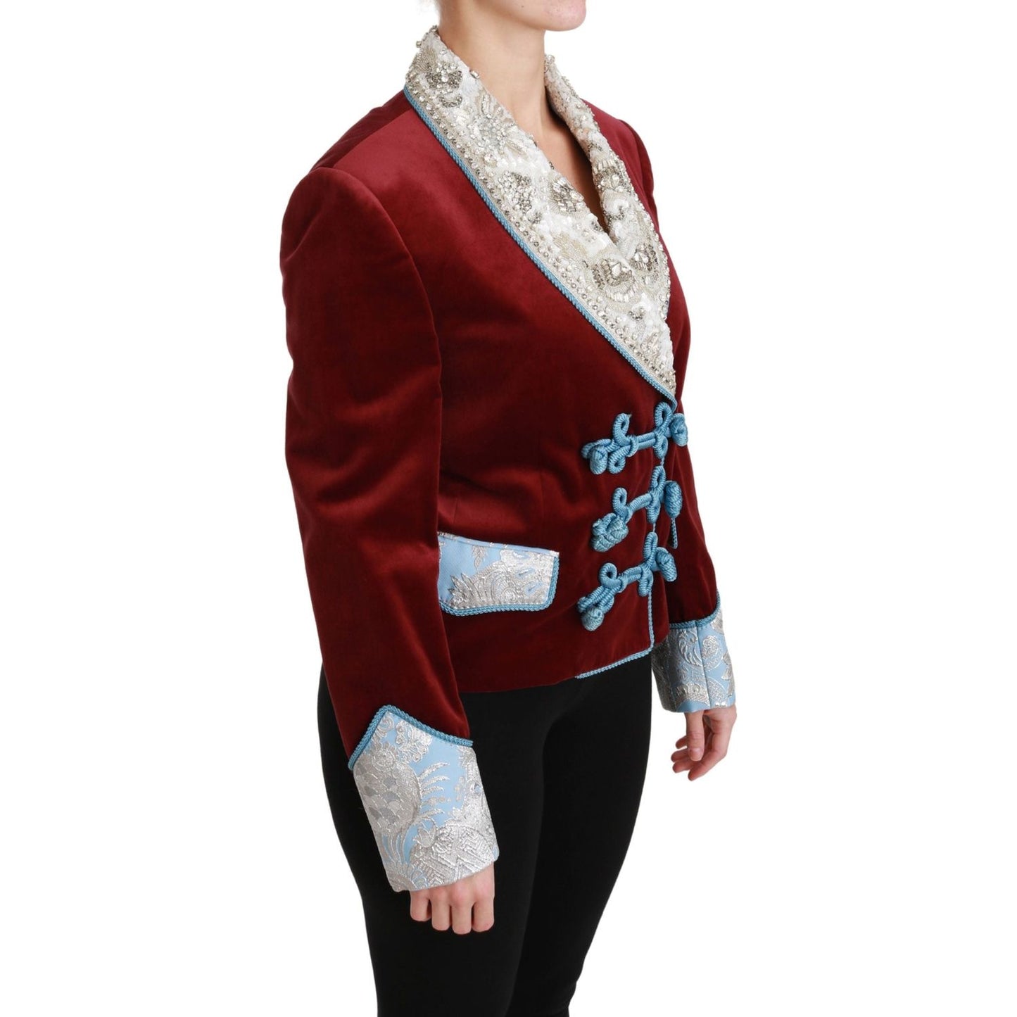 Opulent Red Baroque Detail Blazer