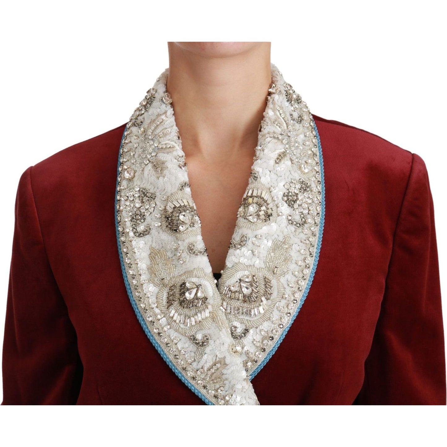 Opulent Red Baroque Detail Blazer