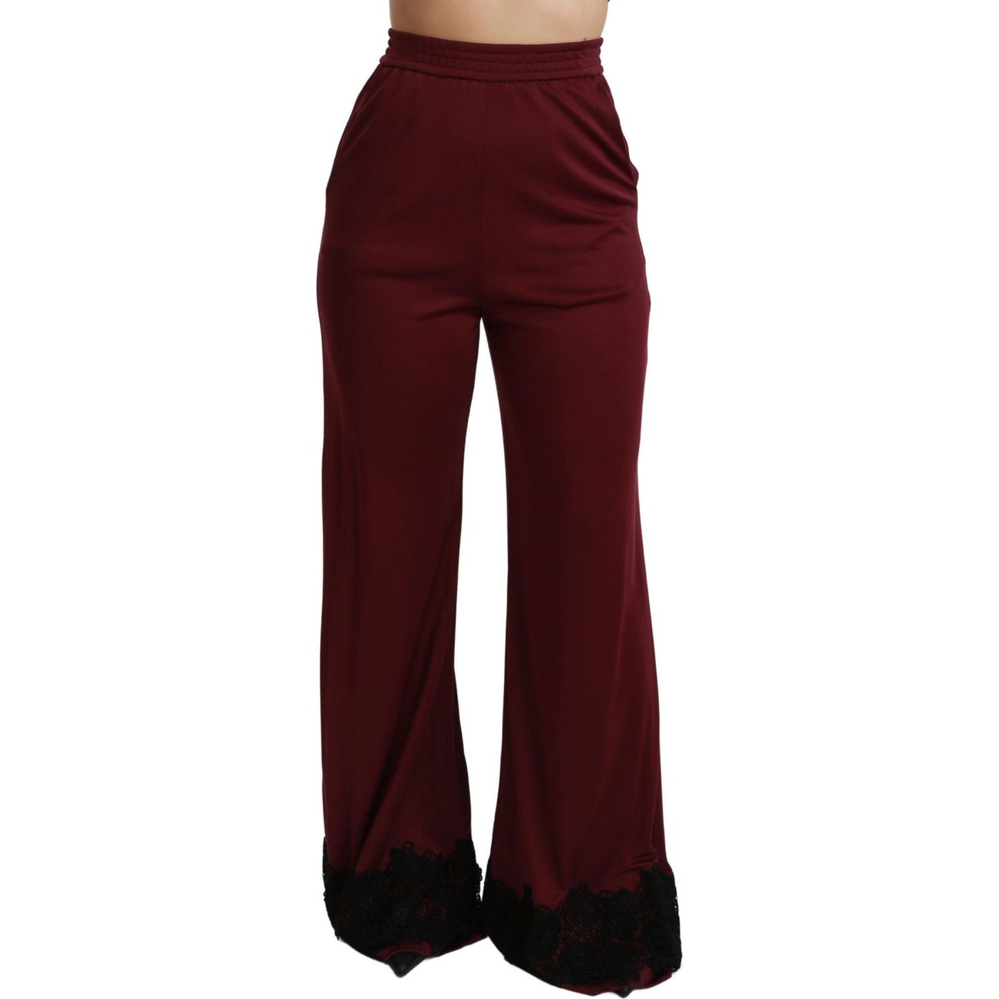 Elegant Maroon High Waist Wide Leg Trousers