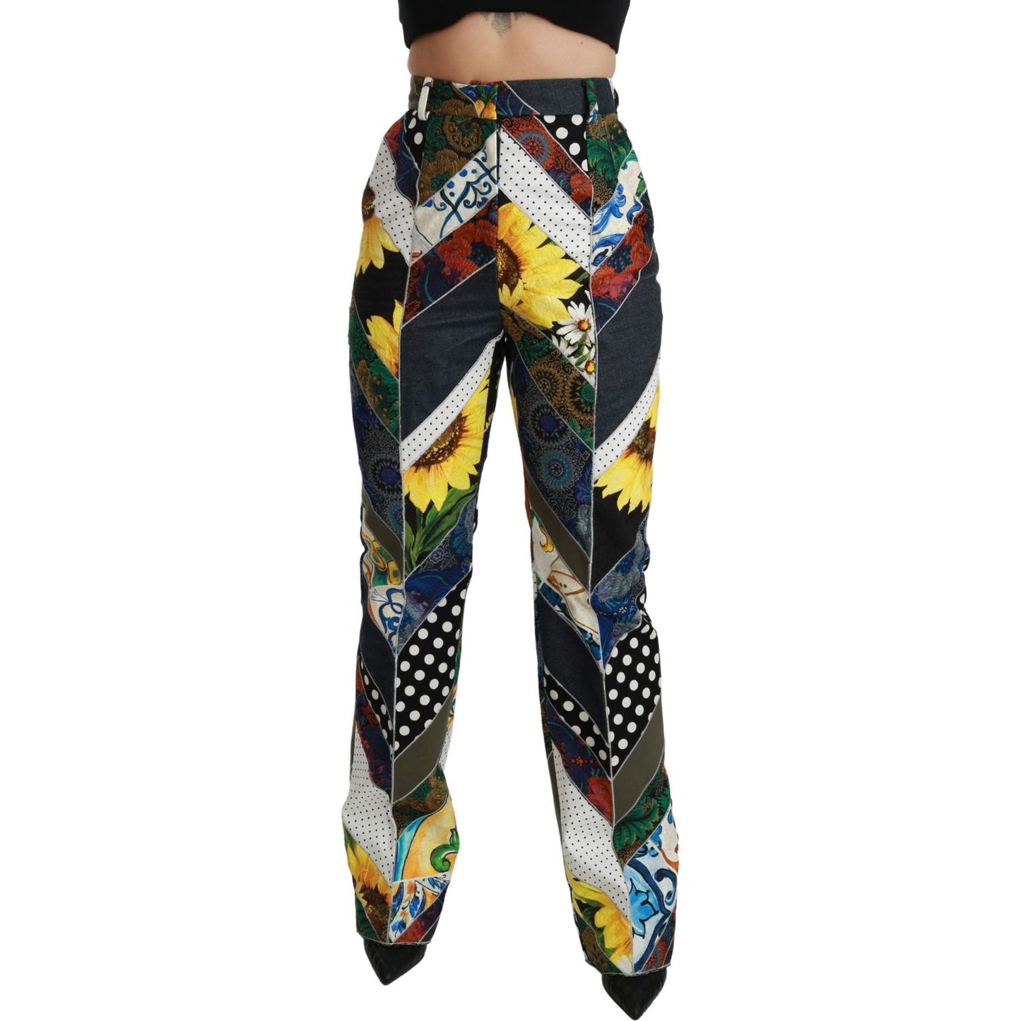 Elegant High Waist Multicolor Straight Pants