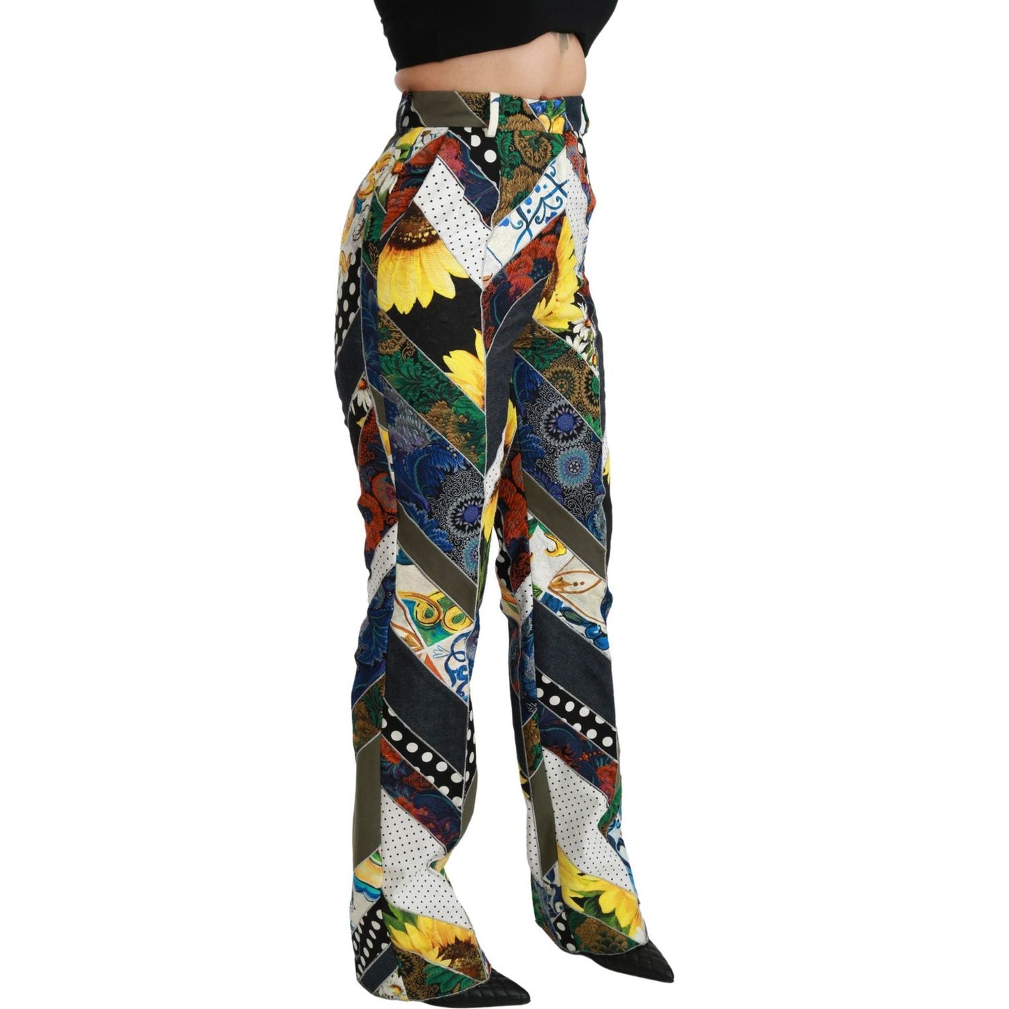 Elegant High Waist Multicolor Straight Pants