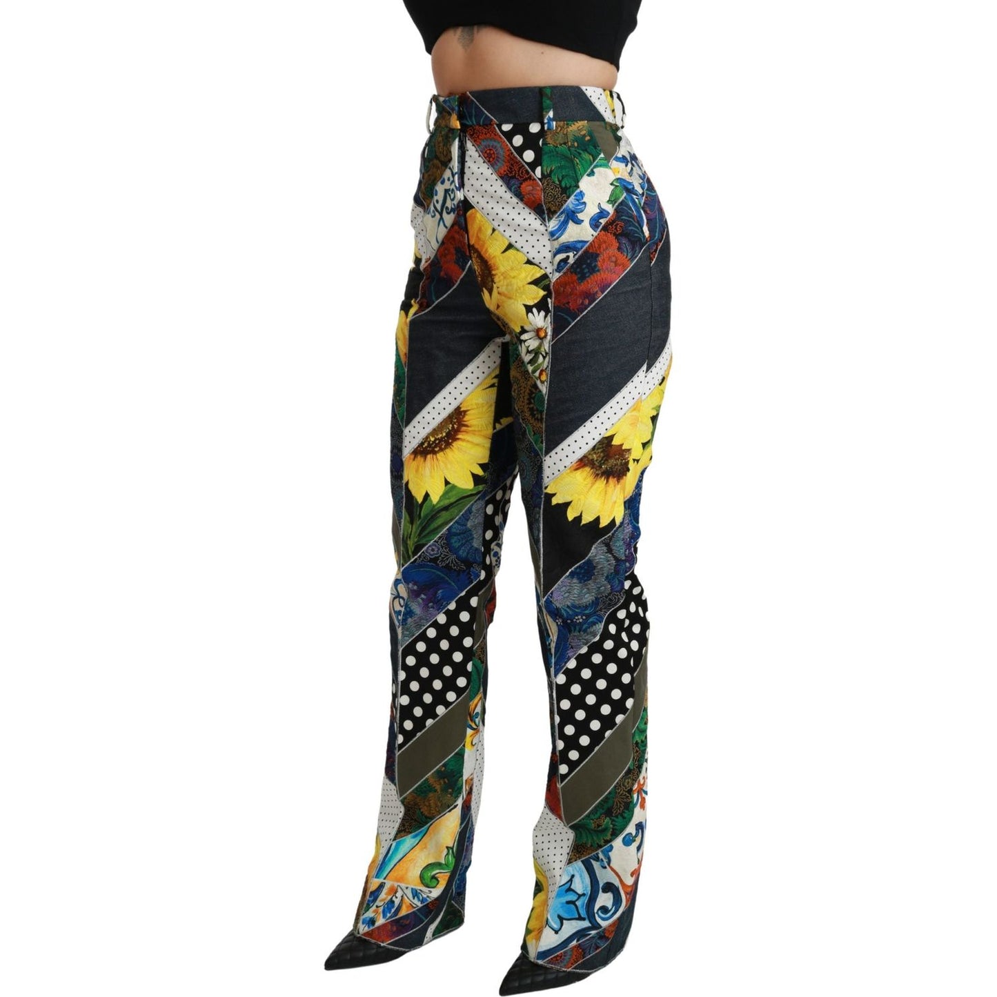 Elegant High Waist Multicolor Straight Pants